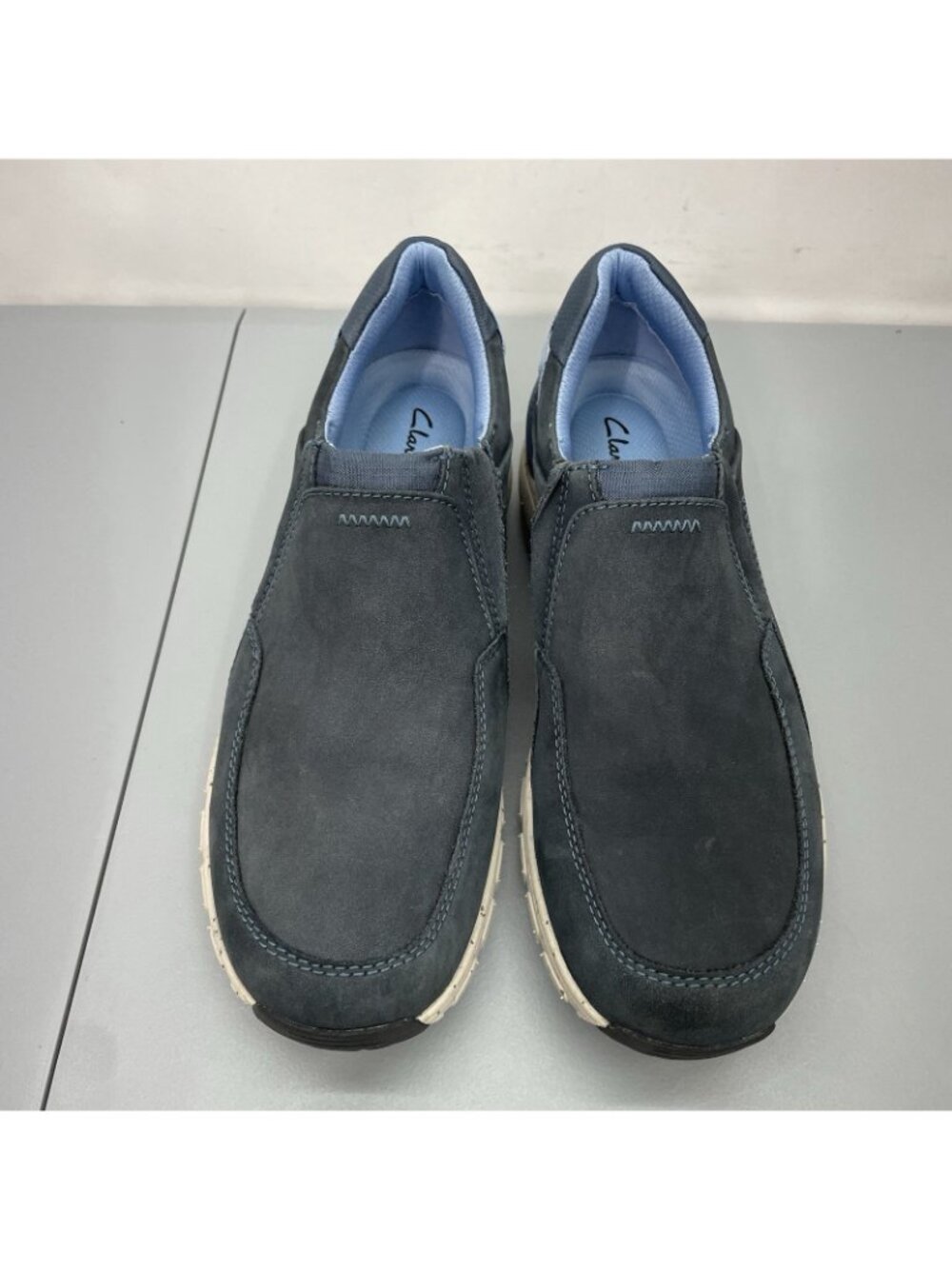 Clarks Wave Plateau Loafer Shoes Slip On Walking Waterproof Leather Blue Women 9 - Picture 4 of 13